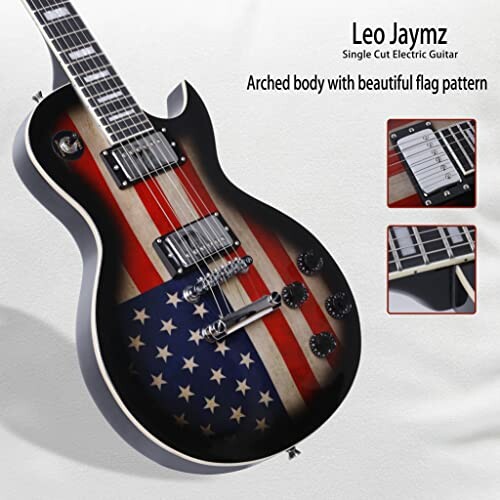 Electric guitar with American flag design on body.