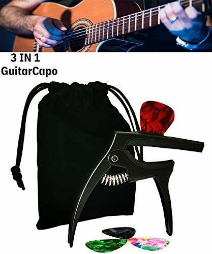 Guitar capo with picks and pouch