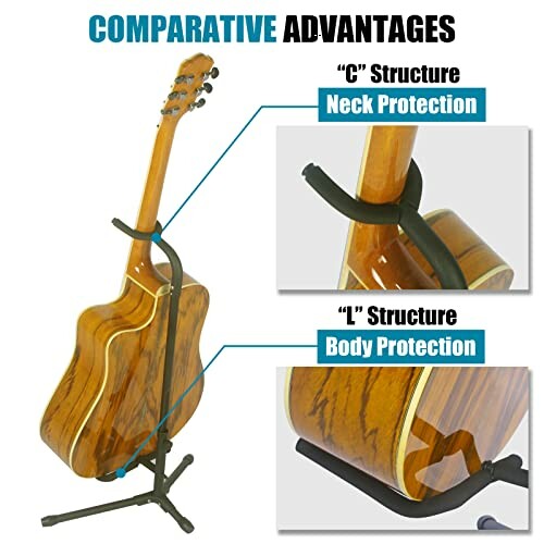 Guitar stand demonstrating neck and body protection with C and L structures.