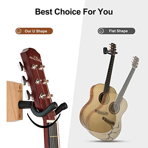 Comparison of U shape and flat shape guitar wall mounts.