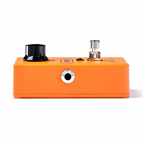 Orange guitar effects pedal with a knob and footswitch.