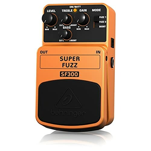 Orange Behringer Super Fuzz SF300 guitar effects pedal.