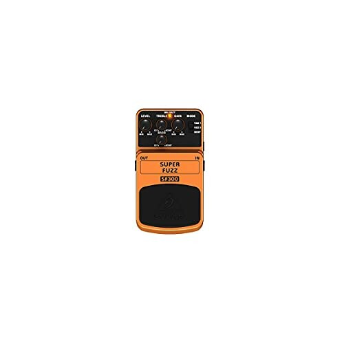 Orange guitar effects pedal with knobs and switches.