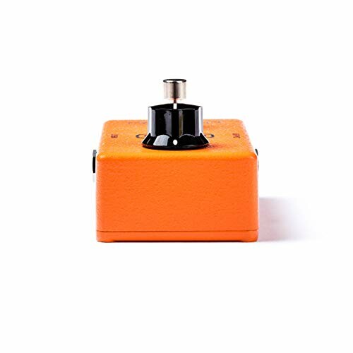 Orange guitar effects pedal with a black knob.